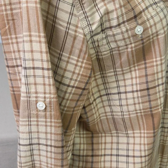 Ralph Lauren Tan and Brown Plaid Shirt Large - Picture 3 of 5